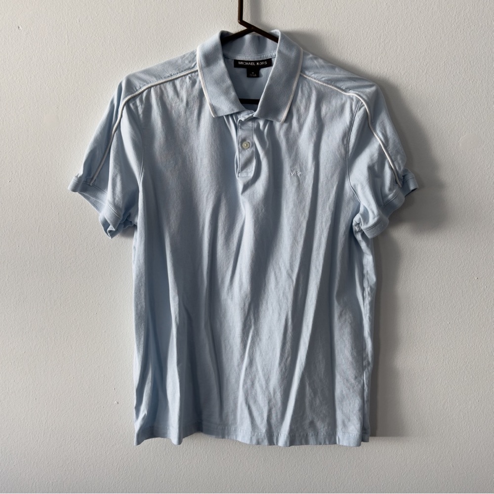 Michael Kors Light Blue Collared T-Shirt Size Medium
